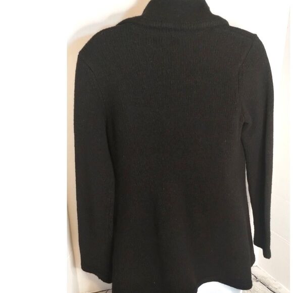 Nine West Women's V Neck Single Button Black Wool Blend Cardigan Collared M - Picture 6 of 8